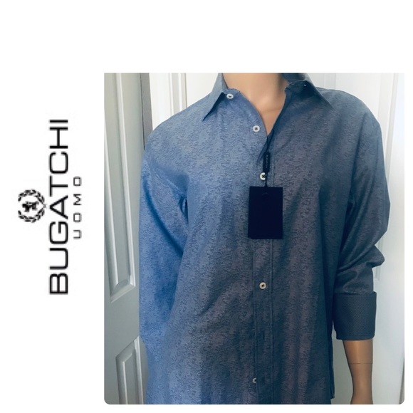 New Bugatchi Floral Tech Long-Sleeve Sport Shirt - Picture 3 of 17